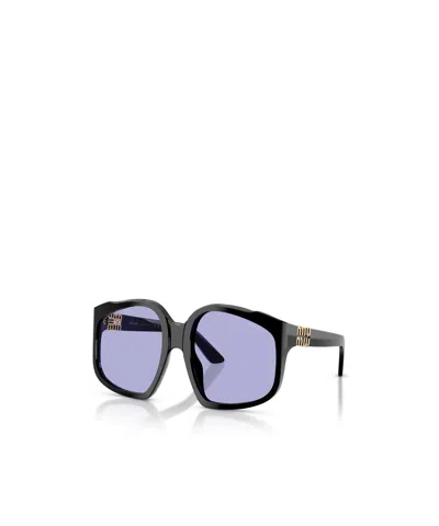 Miu Miu Womens Black Mu A07s Irregular-frame Acetate Sunglasses In Blue