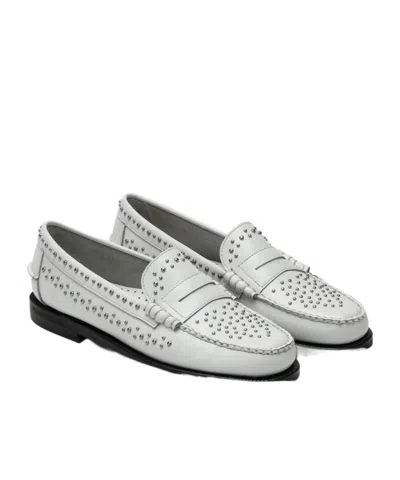 Sebago Classic Dan Loafer White With Studs In Animal Print