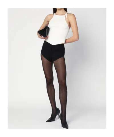 Courrèges White Ribbed Top With Pointed Hem