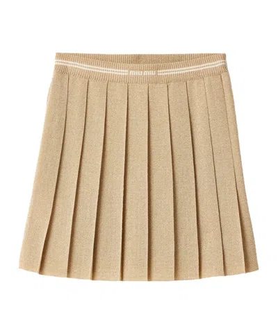 Miu Miu Metallic Pleated Mini Skirt