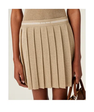 Miu Miu Metallic Pleated Mini Skirt