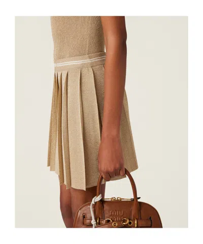 Miu Miu Metallic Pleated Mini Skirt