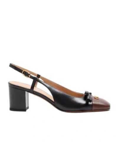Valentino Leather Vlogo Signature Pumps With Block Heel In Black