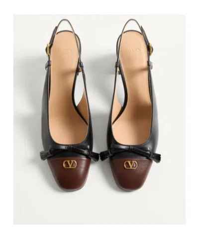 Valentino Leather Vlogo Signature Pumps With Block Heel In Black