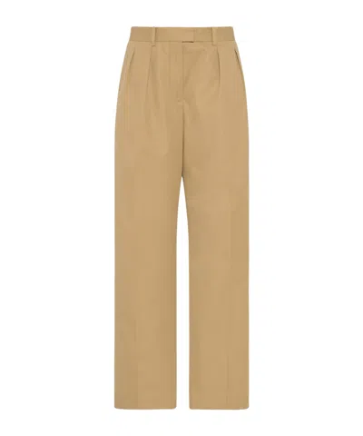 The Row Alfidis Pleated Brushed Cotton And Cashmere-blend Twill Wide-leg Pants In Brown
