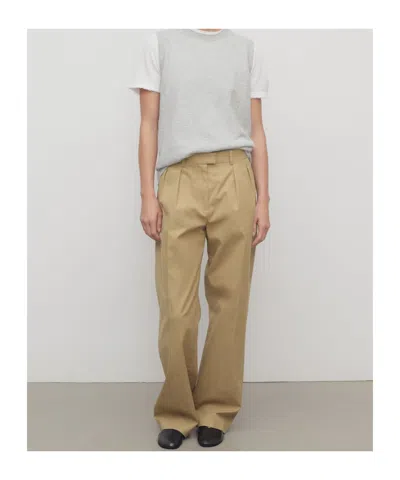 The Row Alfidis Pleated Brushed Cotton And Cashmere-blend Twill Wide-leg Pants In Brown