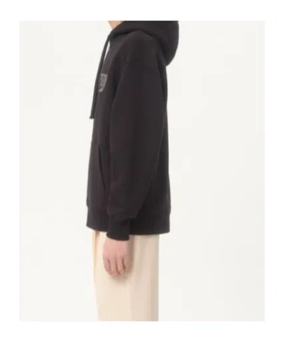 Valentino Logoed Cotton Hoodie Kangaroo Pockets In Black