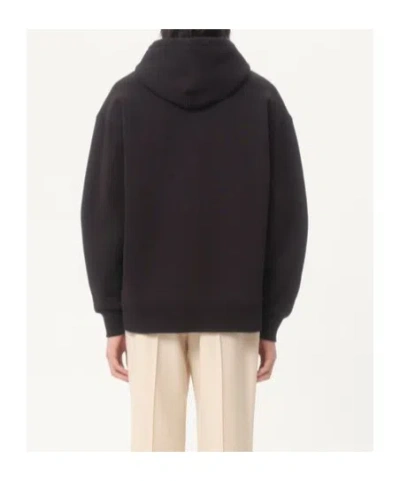 Valentino Logoed Cotton Hoodie Kangaroo Pockets In Black