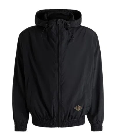 Hugo Boss Mens Hugo Logo-print Regular-fit Windbreaker Jacket In Black ...