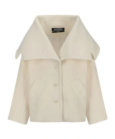 Jacquemus Draped-collar Virgin Wool Jacket With Oversized Pockets