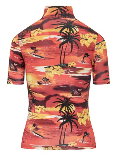 Coperni Turtleneck Printed T-shirt In Brown