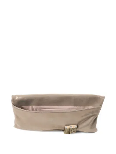 Jimmy Choo Gold-tone Crystal-embellished Foldover Clutch In Neutral