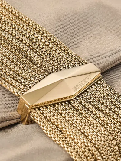 Jimmy Choo Gold-tone Crystal-embellished Foldover Clutch In Neutral