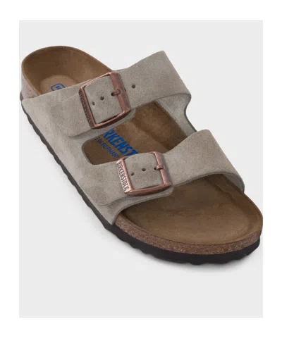 Birkenstock Arizona Sandal With Adjustable Straps In Suede Sand In Brown