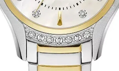 Bulova Womens Diamond Accent Two Tone Stainless Steel Bracelet Watch 98r288