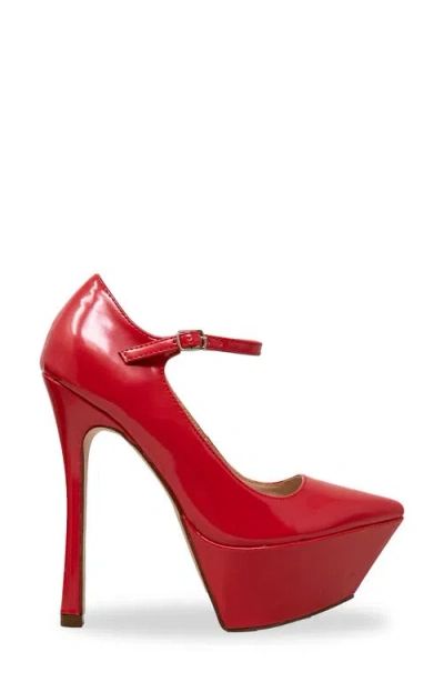Chase & Chloe Chase And Chloe Pointy Toe Platform Pump In Red