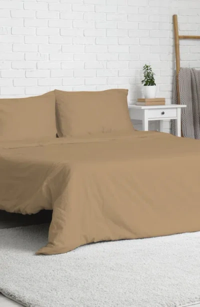 Luxury Home Solid Beige Microfiber Duvet Cover Set