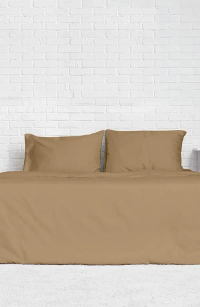 Luxury Home Solid Beige Microfiber Duvet Cover Set