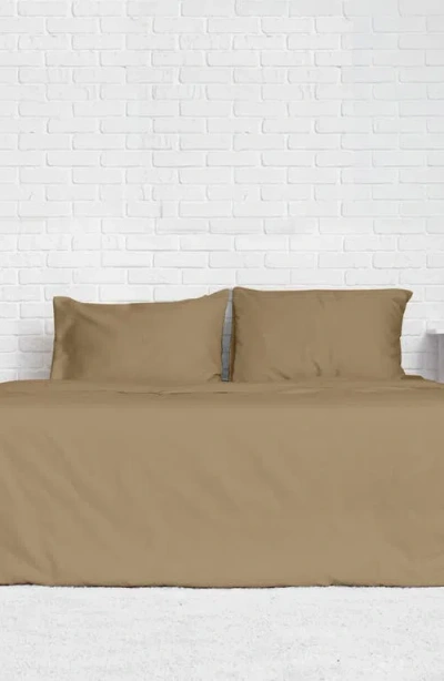Luxury Home Solid Khaki Microfiber Duvet Cover Set