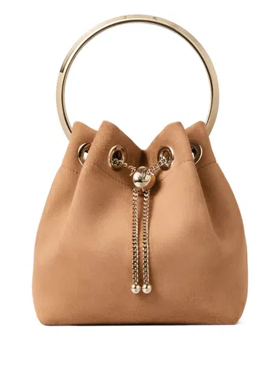 Jimmy Choo Bon Bon Mini Bucket Bag In Brown