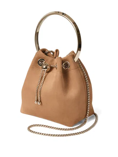 Jimmy Choo Bon Bon Mini Bucket Bag In Brown