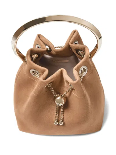 Jimmy Choo Bon Bon Mini Bucket Bag In Brown