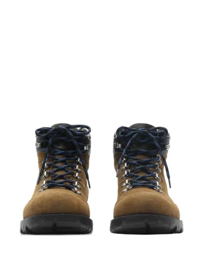 Burberry Moor Suede Lace-up Hiking Boots In Brown