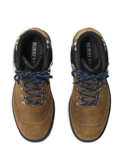 Burberry Moor Suede Lace-up Hiking Boots In Brown