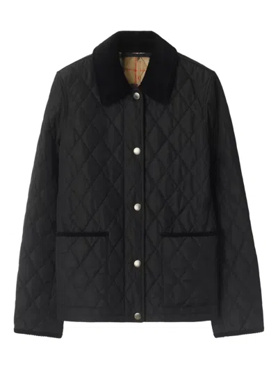 Burberry Women Nylon Jacket With Stitching In Black