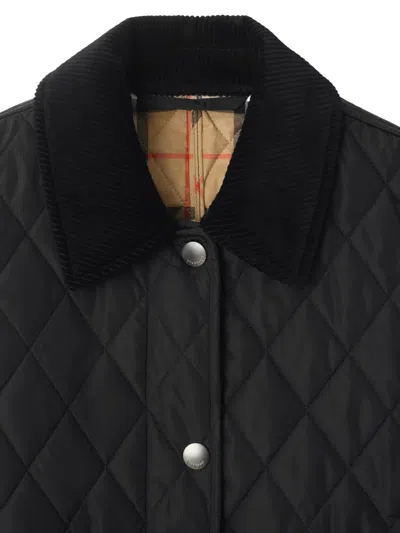 Burberry Women Nylon Jacket With Stitching In Black