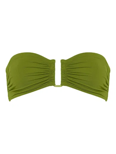 SHOW 褶饰抹胸比基尼上装
