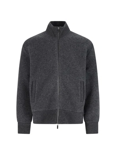 Thom Browne Wool Bomber Jacket With Minimalist Design And Tricolor Detail