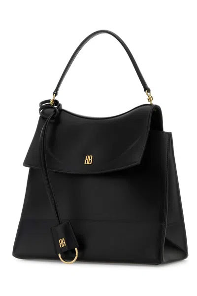 Balenciaga Medium Nano Leather Shoulder Bag In Black