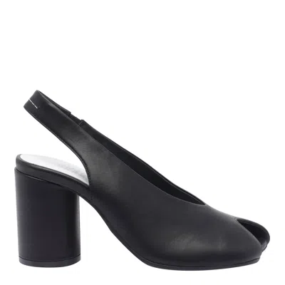Mm6 Maison Margiela Mm6 By Maison Margiela Open-toe Slingback Sandals With Chunky Heel In Black