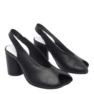 Mm6 Maison Margiela Mm6 By Maison Margiela Open-toe Slingback Sandals With Chunky Heel In Black