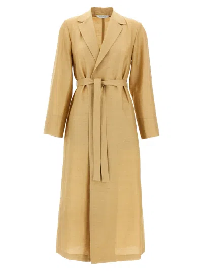 Max Mara Long Coat Cinched At Waist In Multi