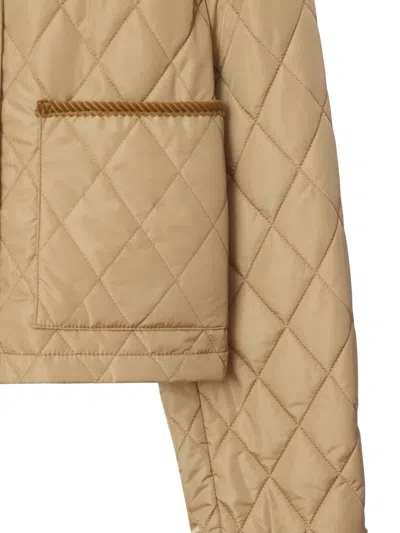 Burberry Cotton-corduroy-trimmed Quilted Shell Jacket In Brown