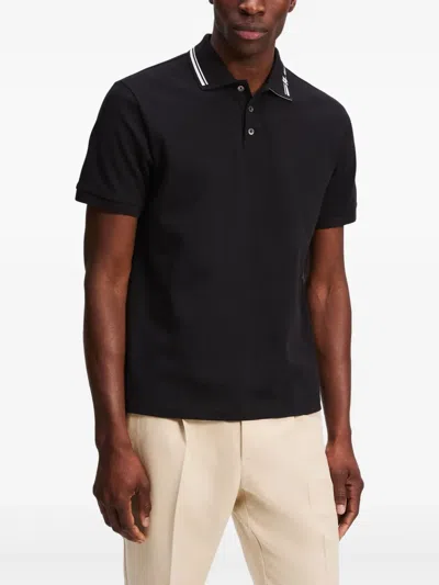 Karl Lagerfeld Contrast Piping Polo Shirt In Black