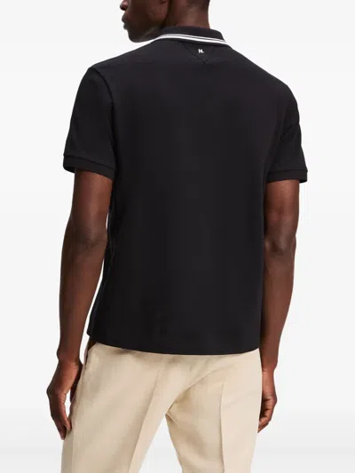 Karl Lagerfeld Contrast Piping Polo Shirt In Black