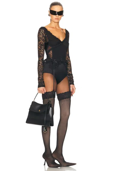 Balenciaga Medium Nano Leather Shoulder Bag In Black