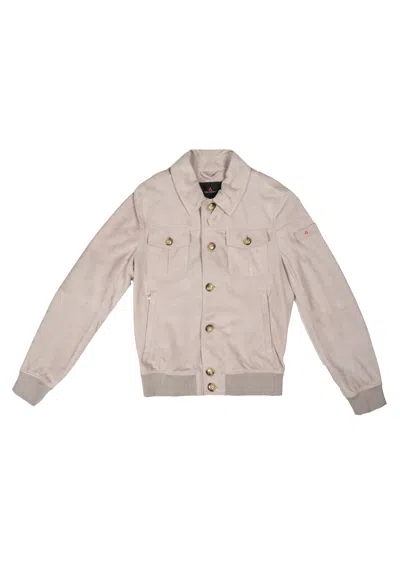 Peuterey Man Jacket Light Grey Size Xl Leather