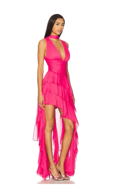 Alice And Olivia Alice + Olivia Holly Ruffle Asymmetric High-low Dress In Raspberry