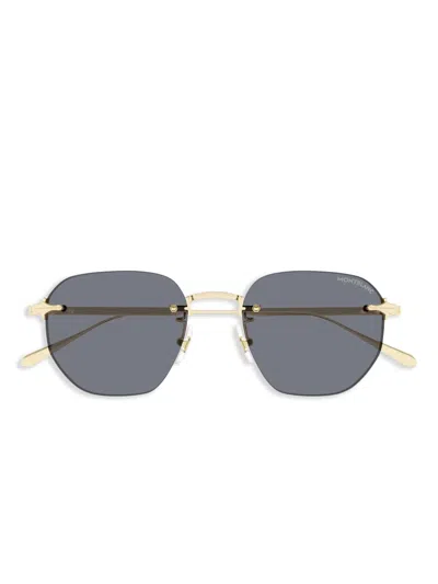 Montblanc Mb0404s Linea Nib 001 Gold Grey Sunglasses