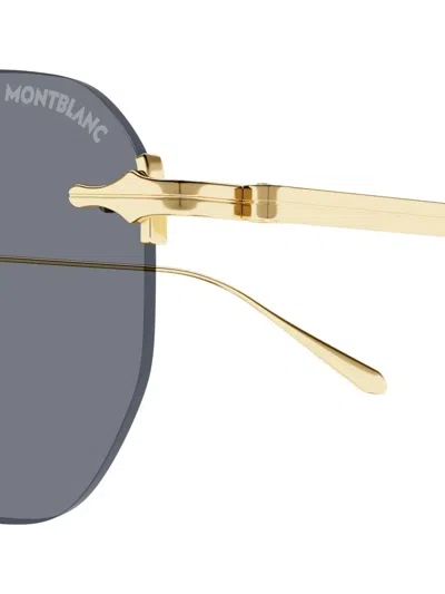 Montblanc Mb0404s Linea Nib 001 Gold Grey Sunglasses