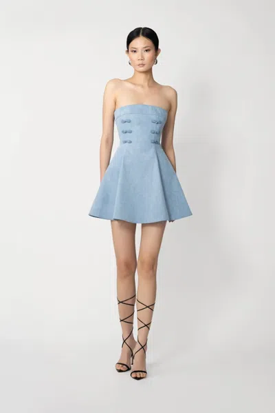 Sau Lee Tai Denim Mini Dress In Blue