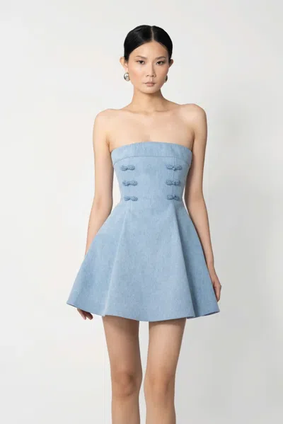 Sau Lee Tai Denim Mini Dress In Blue