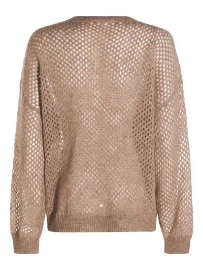 Brunello Cucinelli Net Sweater With Crew Neck And Open-knit Design