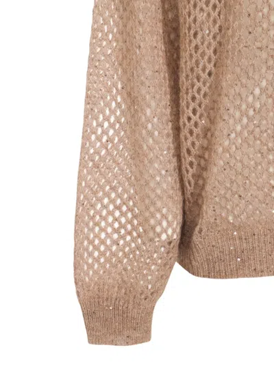Brunello Cucinelli Net Sweater With Crew Neck And Open-knit Design