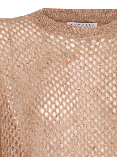 Brunello Cucinelli Net Sweater With Crew Neck And Open-knit Design