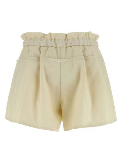 Moncler Relaxed Fit Bermuda Shorts With Elastic Waistband In Neutral